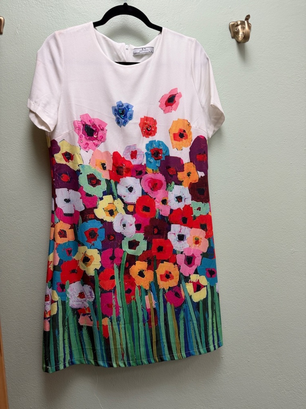 White Floral Pop-Print Midi Dress - Vibrant Multi